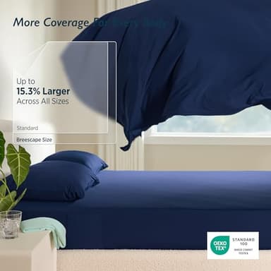 Breescape Cooling Sheet Set Twin XL Size - BlendTek™ Dry & Cool Technology for Hot Sleepers and Night Sweats, Q-Max>0.46 Tech, Deep Pocket Up to 18", 360° Elastic Band, Twilight Blue - Image 6