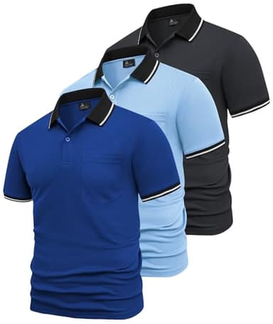 GEEK LIGHTING 3 Pack Mens Polo Shirts Short Sleeve Athletic Polo for Men Casual Moisture Wicking T-Shirts with Pocket - Image 1