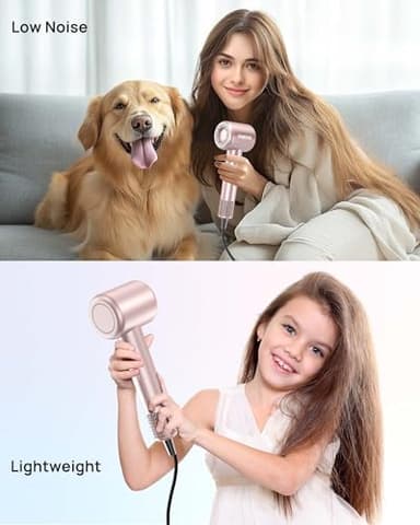 Hair Dryer, High-Speed Ionic Low Noise Blow Dryer with Brushless Motor for Fast Drying, Thermo-Control Quiet Compact Hair Blow Dryer with Magnetic Diffuser for Curly Hair for Home Travel Salon - Image 7