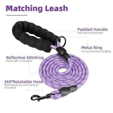 PUPTECK No Pull Dog Harness for Large, Adjustable Reflective Dog Harness with Handle Easy Control, Comfortable Soft Padded Pet Vest Harness for Large Dogs, Plaid Purple XL - Image 2