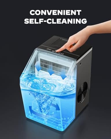 Silonn Ice Makers Countertop, 44lbs Per Day, 2 Ways to Add Water, Auto Self-Cleaning, Stainless Steel Ice Machine for Home Office Bar Party - Image 6