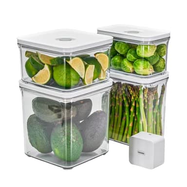 VAKUEN Premium Airtight Food Storage Containers & Vacuum Sealer Machine Starter Set, 4-piece Container with Sealer, 100% Leak Proof,Keep food fresh up to 5 times longer than non-vacuum strorage. - Image 1