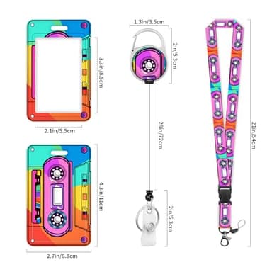 Lanyards for ID Badge Holder for Women Cute, Teacher Lanyard with ID Holder Clip,Retractable Keychain Badge Reel Heavy Duty, Teacher Nurse Work Office Gifts (#33：Color Magnetic Tape) - Image 2
