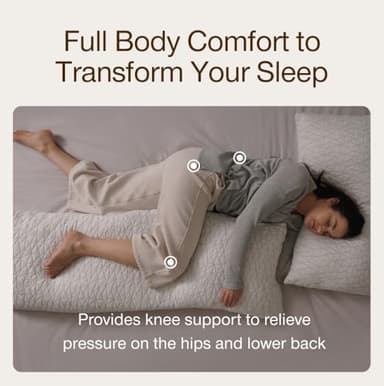Coop Home Goods Original Adjustable Body Pillow, 20x54 Long Pillow for Back, Shoulder, Hip and Knee Support, Side Sleeper Body Pillows for Adults with Memory Foam & Washable Cover - Image 4