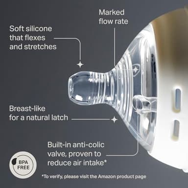 Tommee Tippee Natural Start Baby Bottle Nipples, Breast-Like for A Natural Latch, Anti-Colic Valve, Soft Silicone, Fast Flow, 6+ Months, Pack of 6 - Image 3