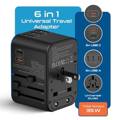 Ceptics Universal Travel Adapter, 35W International Power Adapter with PD & QC 3.0 Dual USB-C, 3 USB Travel Adapter Worldwide, Type I C G A Outlets 110V 220V A/C - EU Euro US UK (11-KU) - Image 2