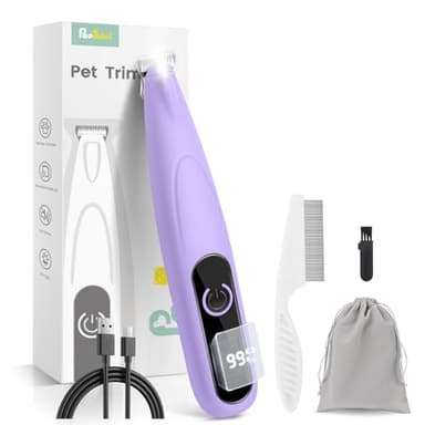 PAPMINI Dog Paw Trimmer with LED Display,35dB Ultra-Low Noise Dog Grooming Clippers,Cordless Paw Trimmers for Dog's Feet with LED Light,Type-C Rechargeable Cat Hair Trimmer for Paws, Ears, Face, Rump - Image 1