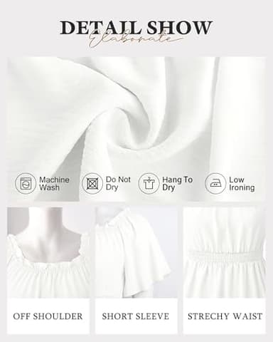 Bebonnie Off The Shoulder Tops for Women: Short Sleeve Sexy Chiffon Blouses - Summer Wedding Guest Dress Shirts - Baby Shower Formal Cocktail Evening Outfits for Guest White L - Image 5