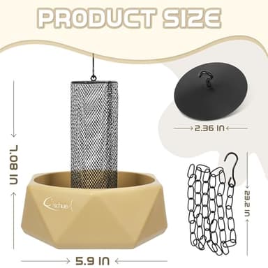 Fischuel Chameleon Feeding Bowl, Hanging Insect Feeder with a Pillar for Prey to Climb Up, Suitable for Chameleon, Bearded Dragon, Lizard, Iguana, Gecko(Khaki) - Image 6