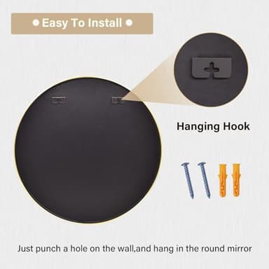 HARRITPURE Round Mirror 30 Gold Wall Mounted Circle Mirrors Vanity Mirror with Brushed Aluminum Alloy Frame Modern Decoration for Bathroom, Living Room, Vanity, Bedroom, Entryway - Image 6
