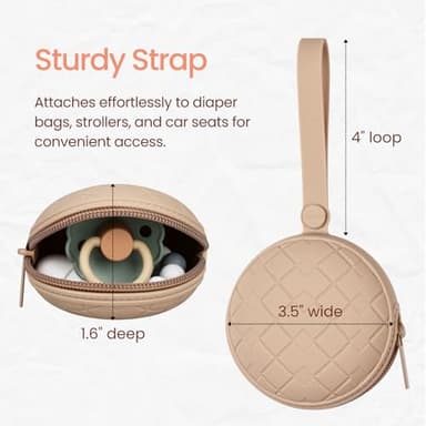 2 Pack Silicone Pacifier Holder Case, Baby Pacifier Holder Pouch for Newborn, Boys and Girls, Portable Silicone Pacifier Bags (Natural+Sage) - Image 3