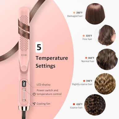 MESCOMB 360° Airflow Styler – 1 Inch 2-in-1 Hair Straightener & Curler with Vented Cool Air for Style Locking, Extra Long Flat Iron, Dual Voltage for European Travel - Image 5