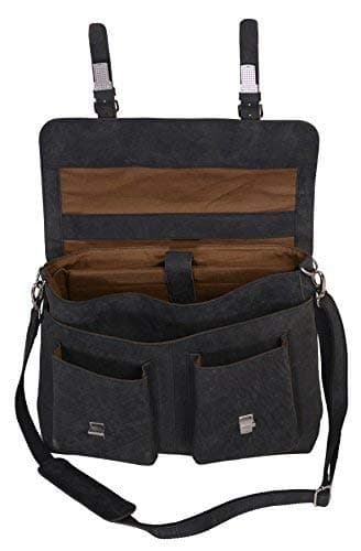 KomalC 16 Inch Leather briefcase Laptop Messenger Bags for Men and Women Best Office Satchel Bag (Charcoal Black) - Image 3