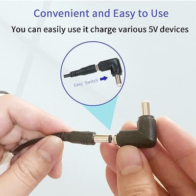 USB to DC 5V Power Cord, Universal USB to DC 5.5x2.1mm Plug Power Charging Cable with 10 Connectors for Router, Mini Fan, Speaker, Camera, Smart Phone and More 5V Devices - Image 5