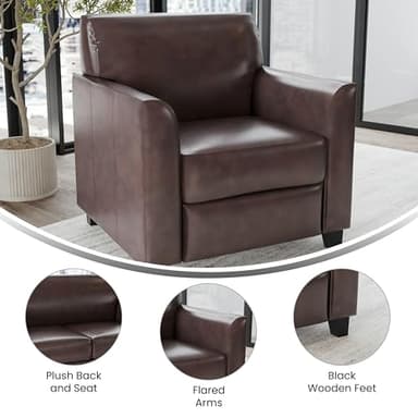 Flash Furniture Hercules Diplomat Series LeatherSoft Upholstered Side Reception Chair, Lobby Chair with Cushions and Flared Arms, Brown - Image 4