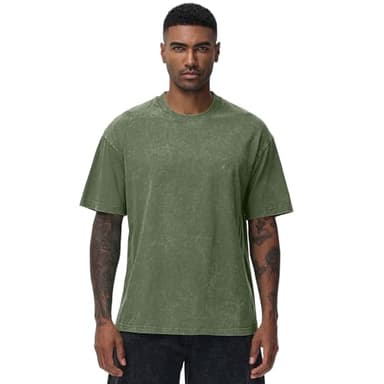 4 Pack Men's Oversized Cotton T-Shirts Loose Fit Vintage Tee Short Sleeve Casual Tshirts Solid Tops(BKAGCFBG,L) - Image 4