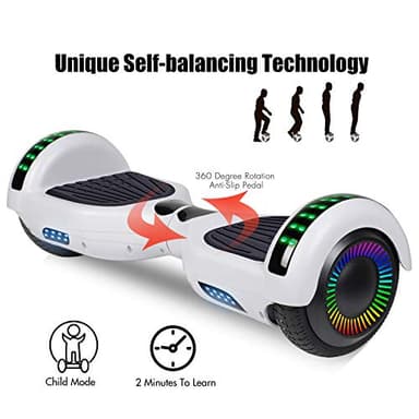 LIEAGLE Hoverboard, 6.5" Self Balancing Scooter Hover Board with Many Certified Wheels LED Lights for Kids Adults(A02 White) - Image 2