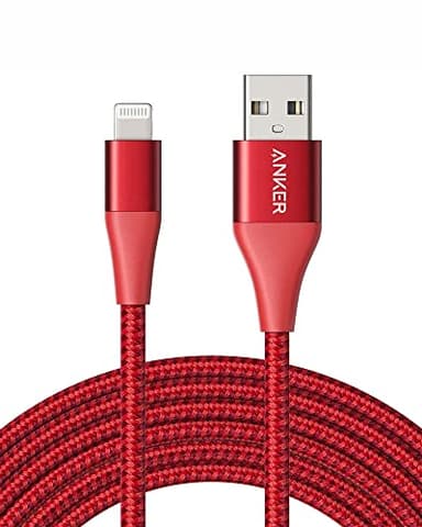 Anker Powerline+ II, USB A to Lightning Cable,MFi Certified for Flawless Compatibility with iPhone 11 Series SE/Xs/XR, and More(10FT,Red) - Image 1