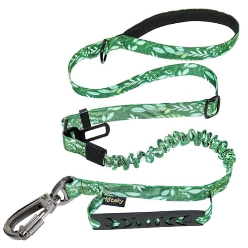 Hotsky Tactical Dog Leash Heavy Duty for Medium Large Dogs That Pull,4-6Ft Strong Bungee Shock Absorbing No Pull Dog Leash with Padded Double Handle and Car Seatbelt,Leaves - Image 1