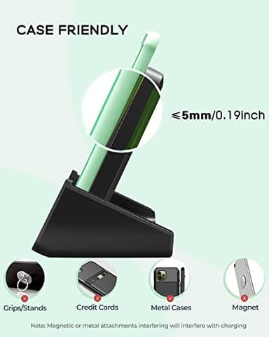 Wireless Charger YUWISS Wireless Charging Stand Cordless Charger 10/7.5/5W Compatible with iPhone 14 13 12/12 /11Pro Max/XR/XS Max/XS/X/8/8Plus Galaxy S22/S21/S9/S9+/S8/S8+ Note - Image 5
