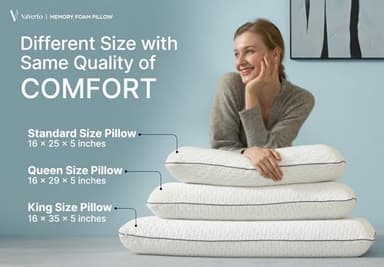 Vaverto Queen Size Gel Memory Foam Pillow - Ventilated, Orthopedic, Bed Pillow, Cooling, with Viscose Made from Bamboo Cover - Essential for College Dorms - Image 9