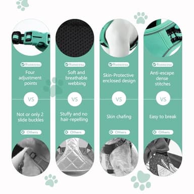 No Pull Dog Harness Release on Neck Reflective Adjustable No Choke Pet Vest with Front & Back 2 Leash Attachments Soft Control Training Handle for Small Medium Large Dogs - Image 7