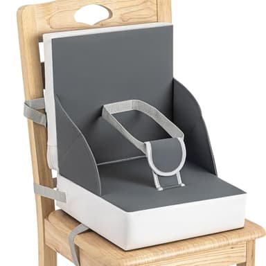 Portable Toddler Booster Seat for Dining Table, Adjustable Lightweight Toddler Chair for Travel, Compact Design, Easy to Clean (Grey) - Image 1