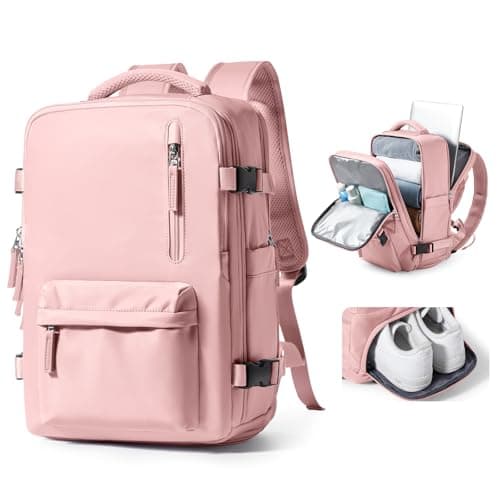 VGCUB Large Travel Backpack Bag for Women Men,Carry on Backpack,17 Inch Laptop Business Work Waterproof Backpack with Laptop Compartment,Person Item Flight Approved,Mochila de Viaje,Pink - Image 1