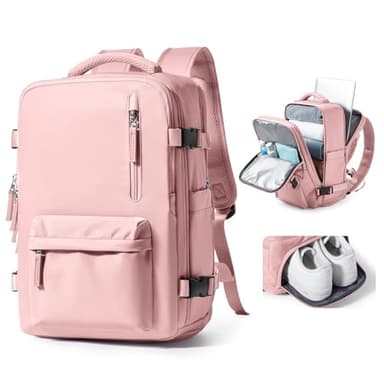 VGCUB Large Travel Backpack Bag for Women Men,Carry on Backpack,17 Inch Laptop Business Work Waterproof Backpack with Laptop Compartment,Person Item Flight Approved,Mochila de Viaje,Pink - Image 1