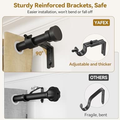 Curtain Rod 32-144 Inch, Heavy Duty 1 Inch Adjustable Curtain Rods for Windows, Black Extra Long Window Treatment Rods, Modern Design, Easy Installation - Image 6