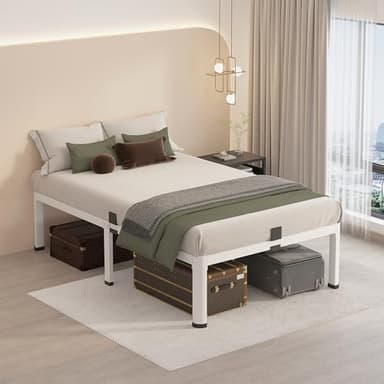 MAF 14 Inch Twin Metal Platform Bed Frame White with Round Corner Legs, 3000 LBS Heavy Duty Steel Slats Support, Noise Free, No Box Spring Needed, Easy Assembly - Image 2