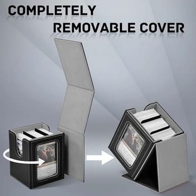 ZLCA MTG Deck Box with Commander Window Display, Trading Card Storage Box Holds 100 Double-Sleeved Cards Suitable for TCG/CCG/PTCG/EDH/Magic/Sport Cards (Black) - Image 4