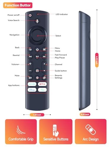 Voice TV Remote Control for Insignia/Toshiba/Pioneer/AMZ Smart TVs, Replace for L5B83G,NS-RCFNA-21,NS-RCFNA-19,CT-RC1US-21,CT-95018 Remote - Image 8