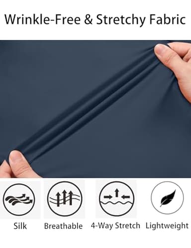 COOFANDY Men's Wrinkle Free Shirts Long Sleeve Slim Fit Dress Shirt Casual Button Down Shirt Dark Blue - Image 4