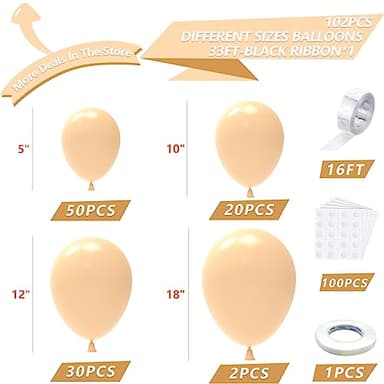 NISOCY Nude Balloon Arch Kit, 102PCS 18In 12In 10In 5In Skin Color Balloon Garland Different Sizes for Birthday, Engagement, Wedding, Baby Shower Theme Celebration Decoration - Image 2
