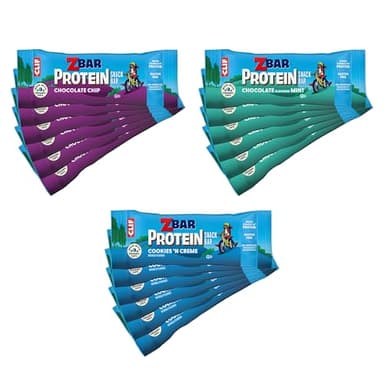 Zbar Protein - Chocolate Chip, Chocolate Mint, and Cookies 'n Creme - Variety Pack - Crispy Snack Bars - Made with Organic Oats - Non-GMO - 5g Protein - Gluten Free Protein Bars (18 Pack) - Image 1