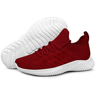Feethit Womens Slip On Walking Shoes Non Slip Running Shoes Breathable Workout Shoes Lightweight Gym Sneakers Burgundy Size 6 - Image 4