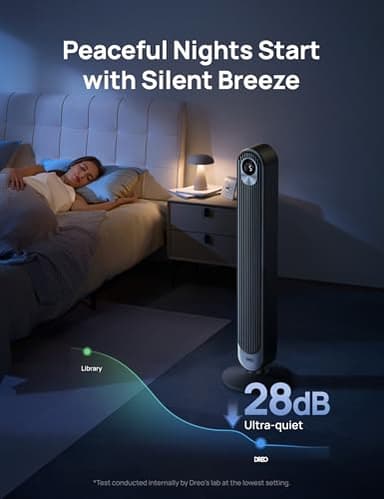 Dreo Tower Fan for Bedroom, 90° Oscillating Standing Fan, 30ft far, 28dB Quiet for Sleep, 6 Speeds, 4 Modes, 12H Timer, 42 Inch, Bladeless, Remote, for Home, Office, Room, Cruiser Pro T1 - Image 3