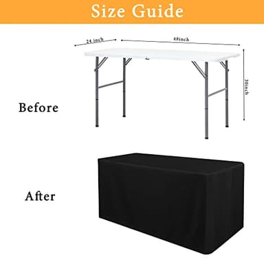 Obstal 2 Pack Black Tablecloth Fitted Table Clothes for 4 Foot Rectangle Tables - Water Resistant Washable Fabric Polyester Rectangle Table Cover for Outdoor/Indoor Uses?48L x 24W x 30H Inches, Black? - Image 7