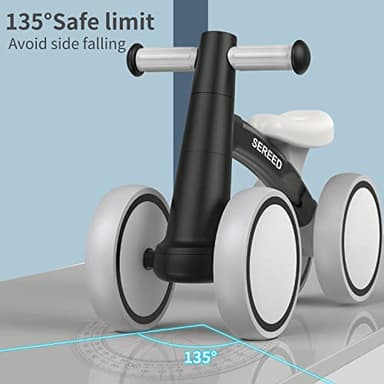 SEREED Baby Balance Bike for 1 Year Old Boys Girls 12-24 Month Toddler Balance Bike, 4 Wheels Toddler First Bike, First Birthday Gifts (Black) - Image 6