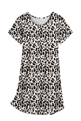 Olankaro Women's Nightgown 2 Pack Nightshirts Short Sleeves Sleepwear Soft O Neck Nightdress(Black+Leopard,M) - Image 5