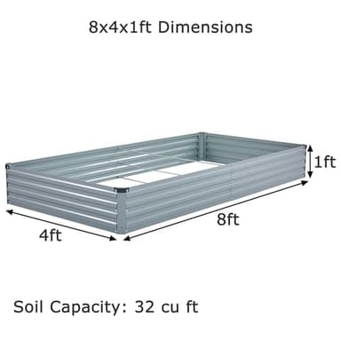 Foxlang 8x4x1ft(2 Pack) Galvanized Raised Garden Bed,Outdoor Planter Box Metal Patio Kit Planting Bed for Vegetables Flowers Herb,Grey - Image 2