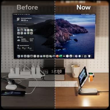 Eazpower 3 in 1 Foldable Wireless Charging Station for MagSafe, Nightstand Magnetic Charger Stand for iPhone 16 15 14 13 Pro Max, Travel Charging Dock with Night Light for Apple Watch/AirPods (Gray) - Image 7