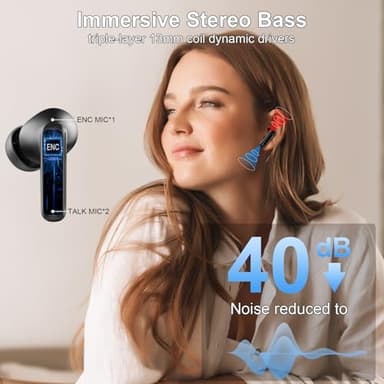 Wireless Earbuds, Bluetooth 5.4 Headphones with 4 ENC Noise Cancelling Mic, 45Hrs Playtime in Ear Earbuds HiFi Stereo Deep Bass, Bluetooth Earphones IP7 Waterproof, Wireless Headphones for Android iOS - Image 6