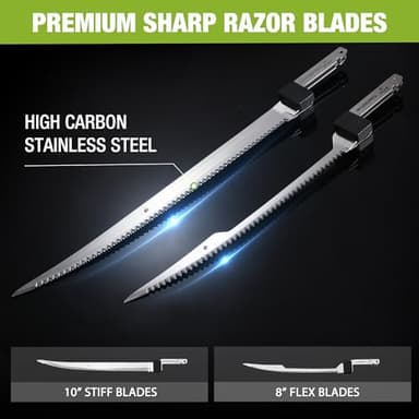 WORKPRO 12V Cordless Electric Fillet Knife with 8'' and 10'' Razor-Sharp Blades, Cordless Fillet Knife with Non-slip Grip Handle and Safety Lock, 2 Rechargeable Battery Packs, 1 Quick Battery Charger, and 1 Storage Carry Case for Fishing, Filleting, Outdoors - Image 3