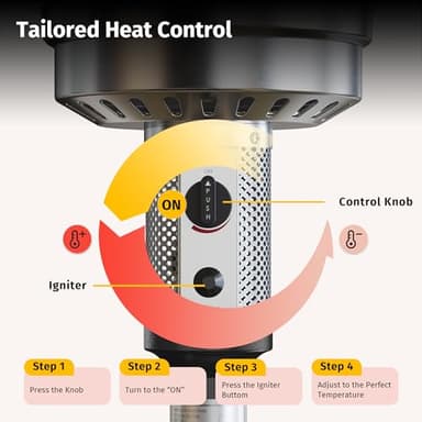 EAST OAK 50,000 BTU Patio Heater for Outdoor Use with Round Table Design, Double-Layer Stainless Steel Burner, Wheels, Triple Protection System, Outdoor Heater for Home and Residential, Black - Image 7