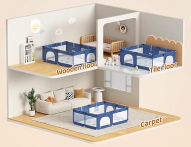 CoziBB Baby Playpen with Mat, 71" × 59" Extra Large Playpen for Toddler, Baby Playard with Breathable Mesh, Fence Play & Sleep Area for Indoor & Outdoor - Image 7