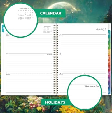 Planner 2025-2025 Planner, 9" x 11", Jul.2025 - Jun.2026, Weekly and Monthly with Colorful Tabs, Strong Twin-wire, Back Pocket - Dreaming Moon - Image 7