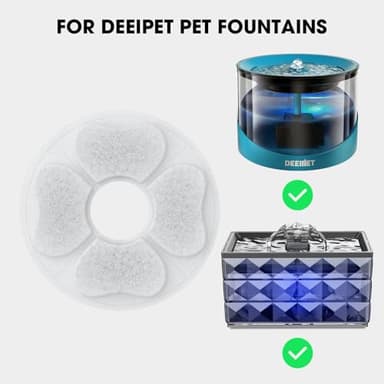 DEEIPET 8 Packs Cat Water Fountain Food Grade Replacement Filters & Sponges for 74oz, 135oz Automatic Pet Fountain Dog Water Dispenser - Image 5