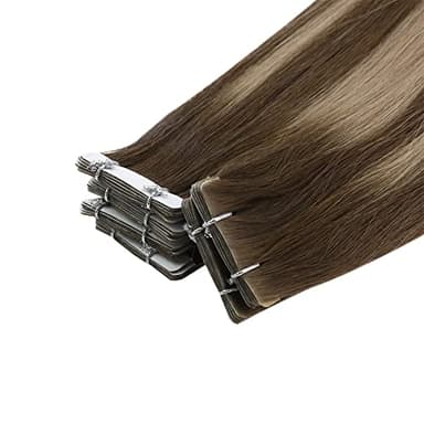 Full Shine Virgin Injection Tape in Hair Extensions Real Human Hair Color 4/27/4 Balayage Tape in Extensions 16 Inch Machine Remy Seamless Human 5Pcs 10Gram Invisible Injected - Image 6
